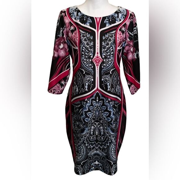 Tiana B. black and red 3/4 sleeve shift dress - Picture 1 of 6